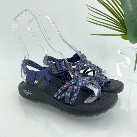 Chaco Women ZX/2 Sandal Sz 6 Outdoor Hike Black Floral Strappy Thong Adjustable - Picture 1 of 16